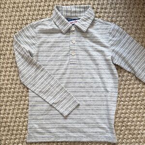 johnnie-O Gray Striped Kids Polo